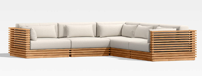 L-shaped teak outdoor sectional