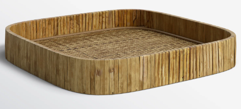 Birch Lane rattan tray spring home decor vignette styling