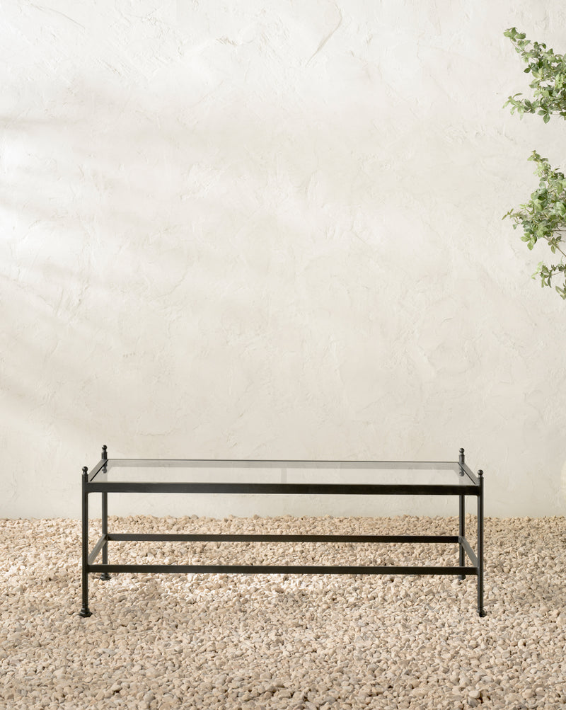Studio McGee Pomeroy Outdoor Coffee Table in black metal frame, 30 percent off Memorial Day Sale 2026