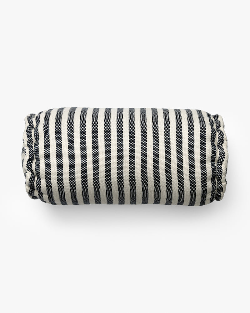 Studio McGee Striped Indoor Outdoor Bolster Pillow in navy and cream stripe, 30 percent off Memorial Day 2026