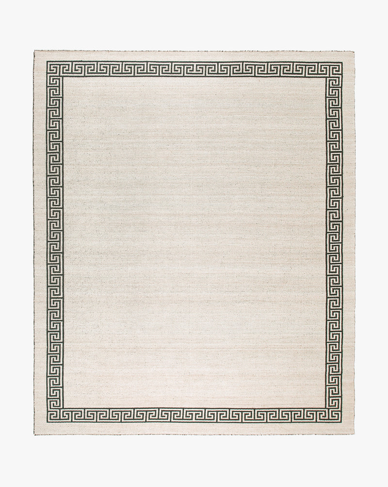 Studio McGee Greek Key Handwoven Indoor Outdoor Rug in blue and cream Greek key pattern, 30 percent off