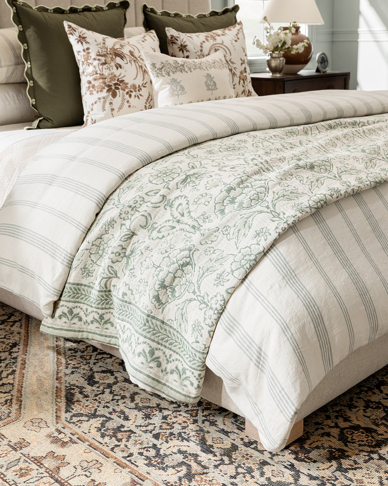 Studio McGee Ellerby Linen Stripe Duvet Cover in soft natural stripe linen, 30 percent off Memorial Day 2026