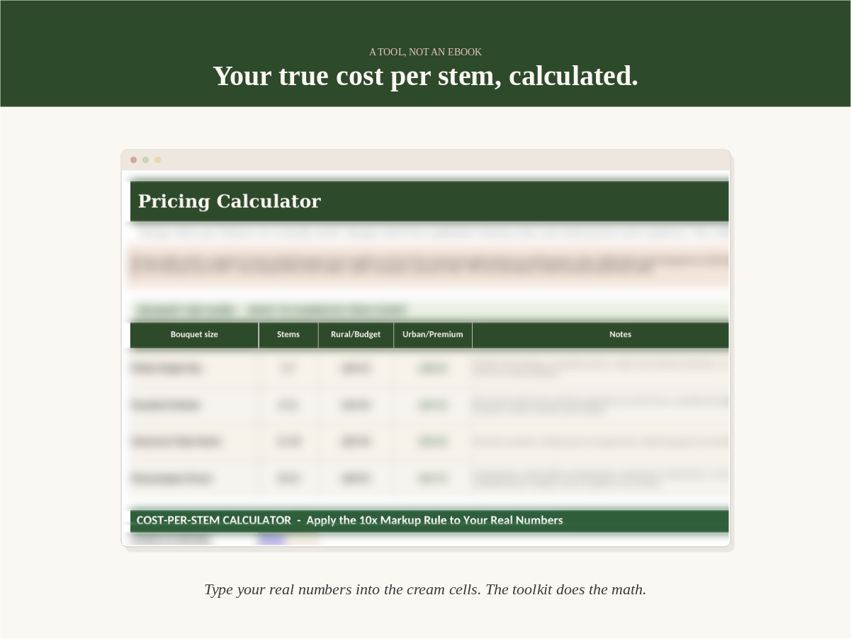Cost per stem calculator preview