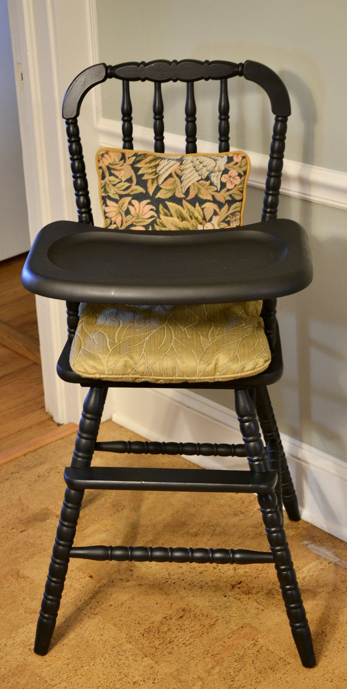 Vintage Jenny Lind high chair painted black