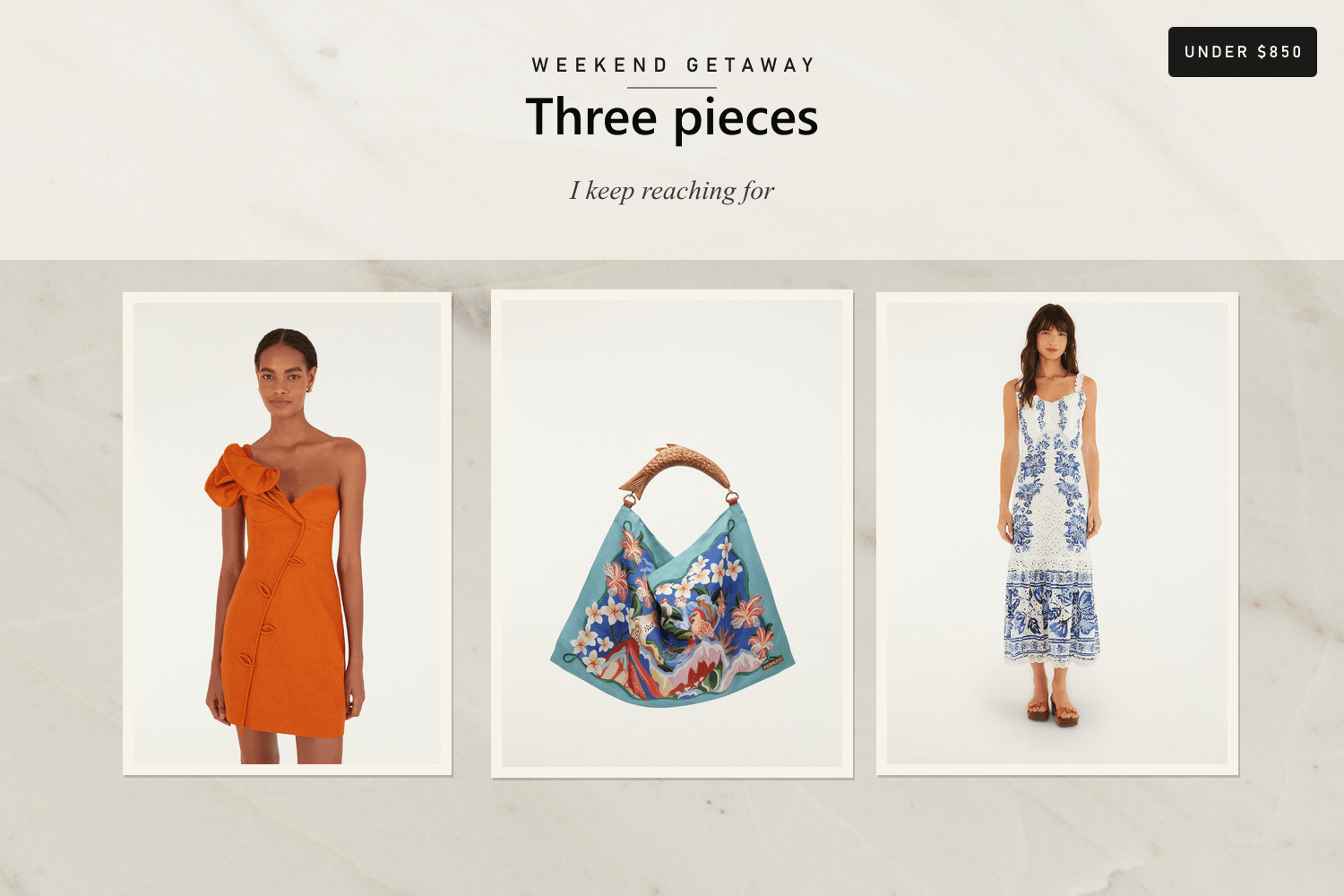 Three pieces I keep reaching for: Weekend Getaway