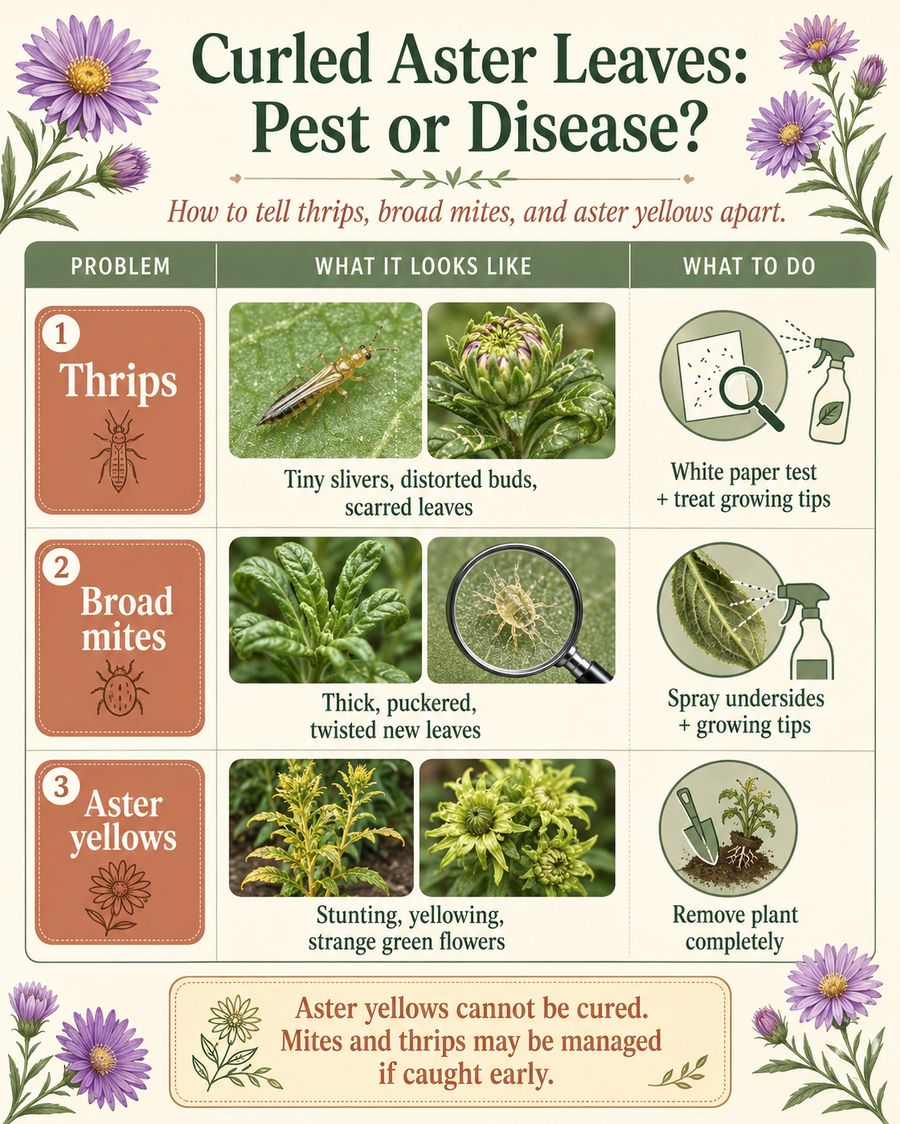 Curled Aster Leaves: Pest or Disease?