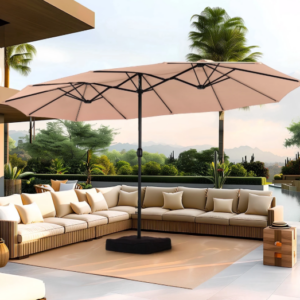 Summit Living 15 ft double-sided rectangular patio umbrella with base Walmart deal